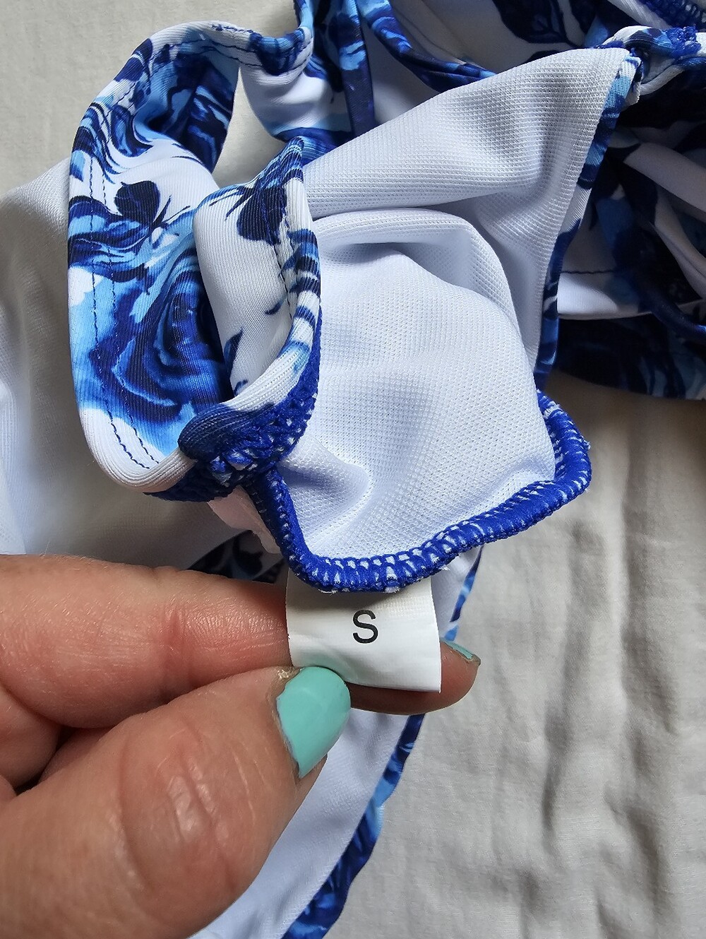 Blue Floral Ruffle Bikini Set - Picture 7 of 7